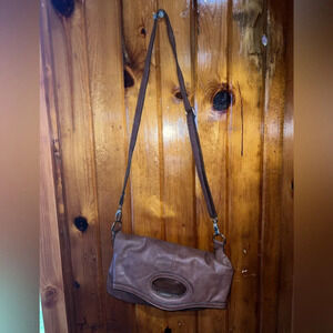 Nicole Miller Foldover Crossbody Bag Cognac Brown‎